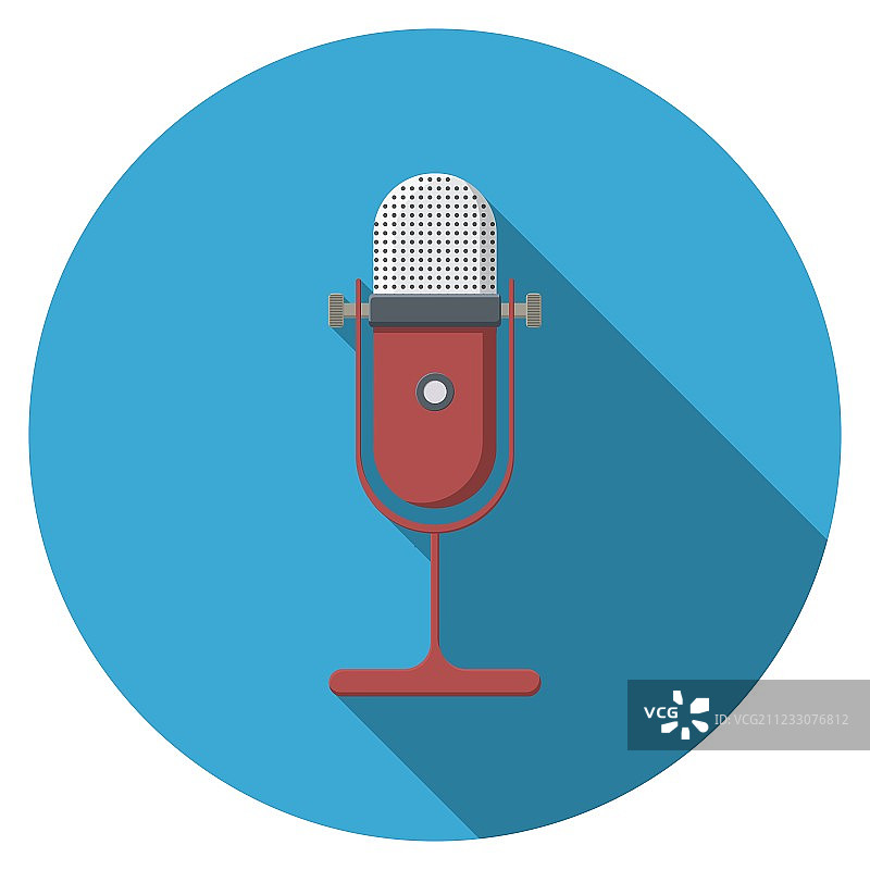 扁平风格长阴影麦克风图标图片素材