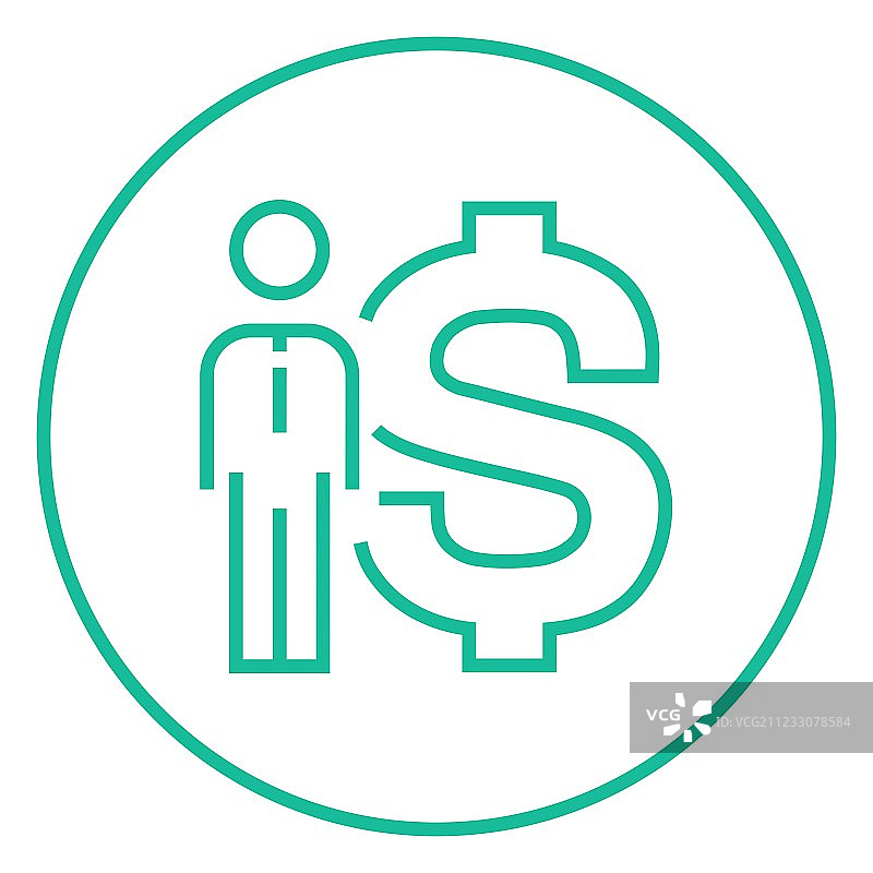 站在美元符号旁的商人图片素材