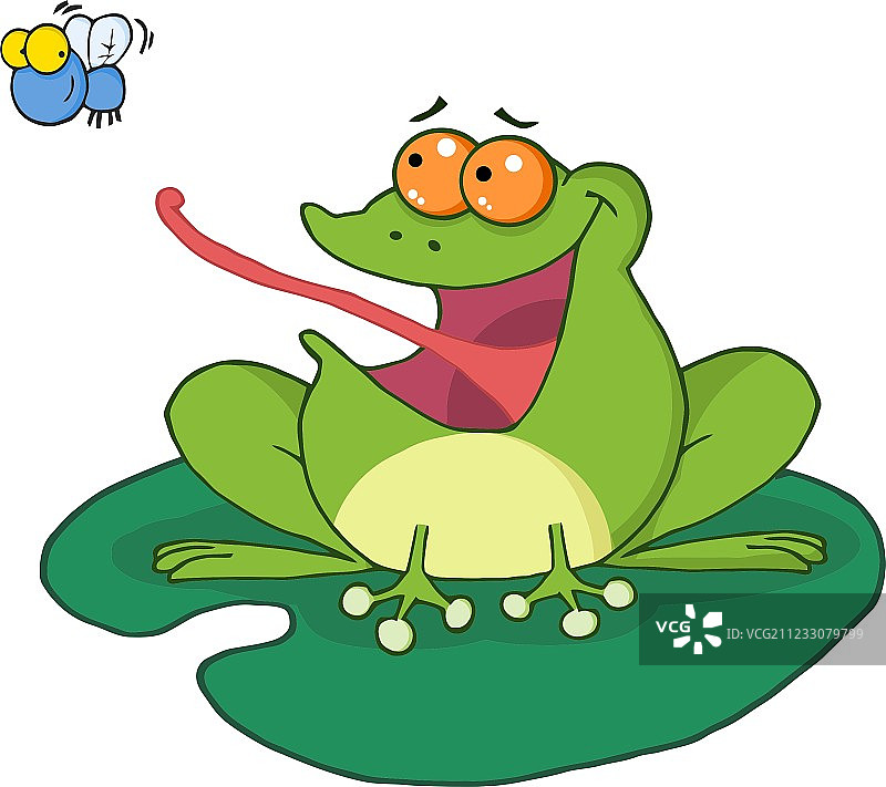 青蛙和苍蝇卡通形象图片素材