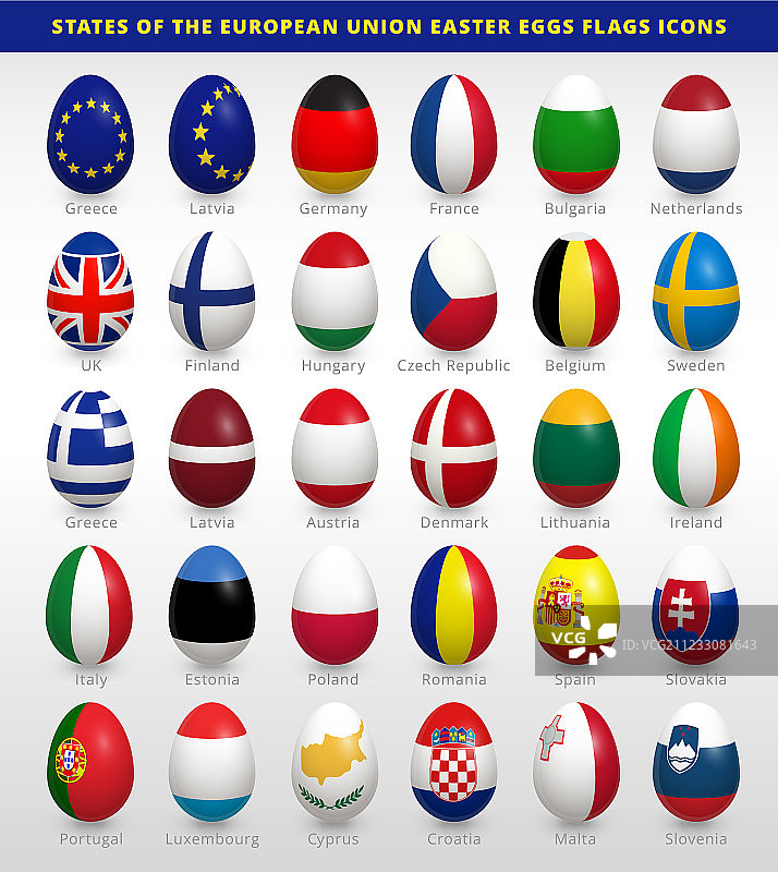 带有欧盟旗帜的复活节彩蛋图片素材