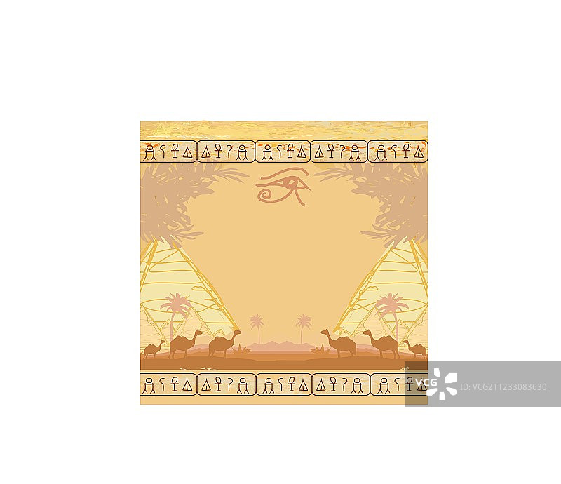 传统荷鲁斯之眼与骆驼队图片素材