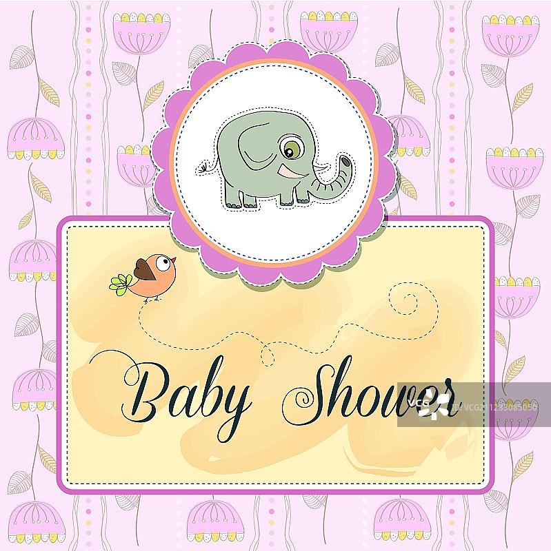 浪漫的婴儿出生公告卡片图片素材