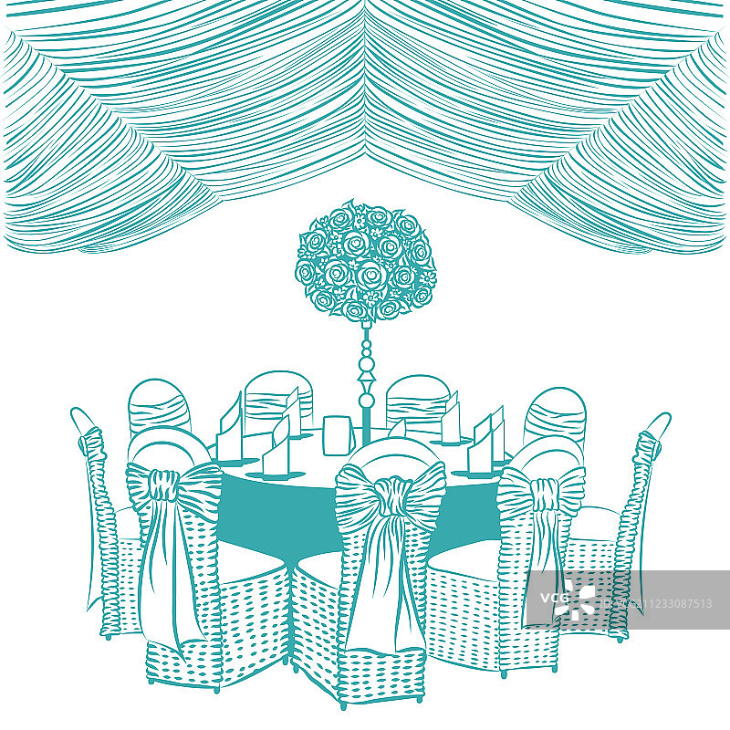 带椅子的宴会桌图片素材