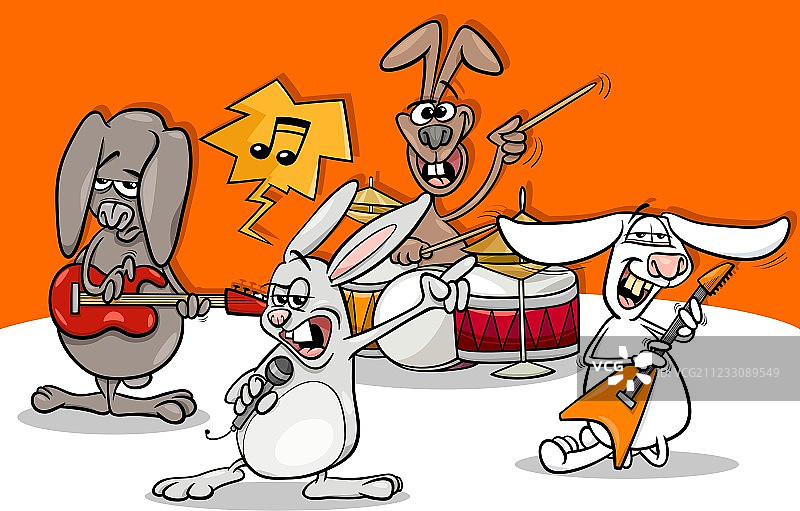 兔子摇滚乐队卡通图片素材