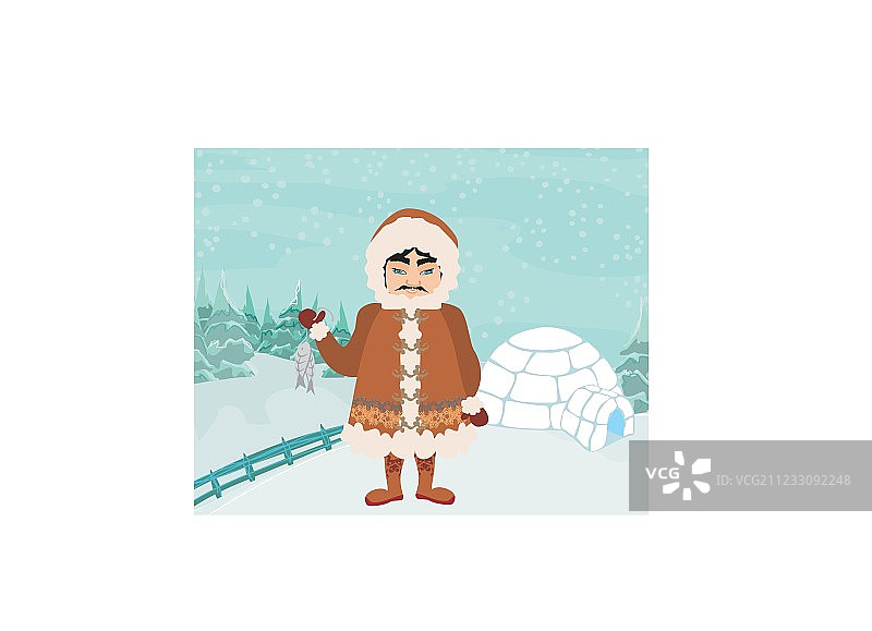 因纽特人和鱼图片素材