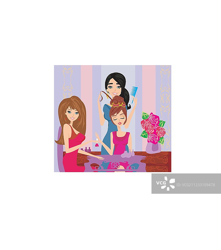 在美容院里的美丽女人图片素材