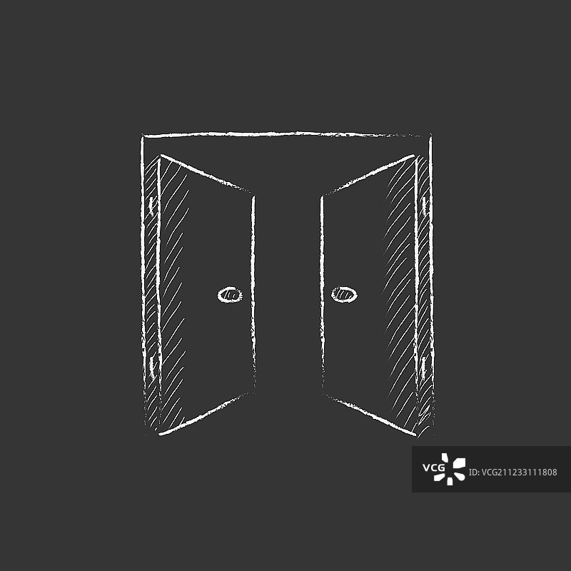 粉笔绘制的打开的门图标图片素材