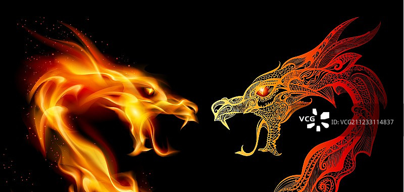 两个龙头图片素材