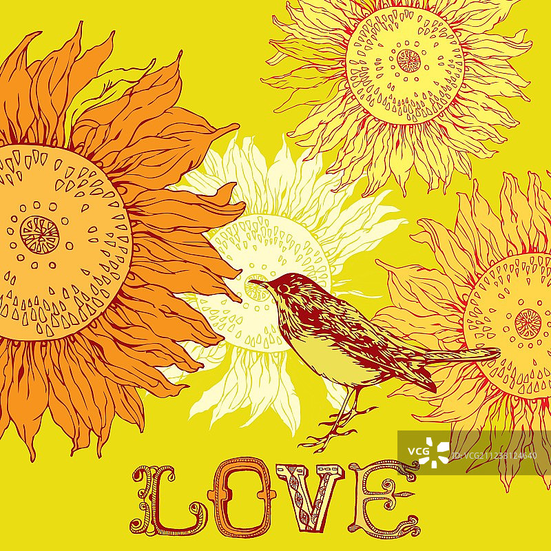 鸟和向日葵图片素材