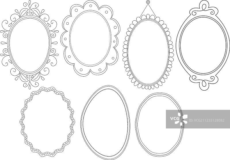 优雅的华丽椭圆形涂鸦框架图片素材
