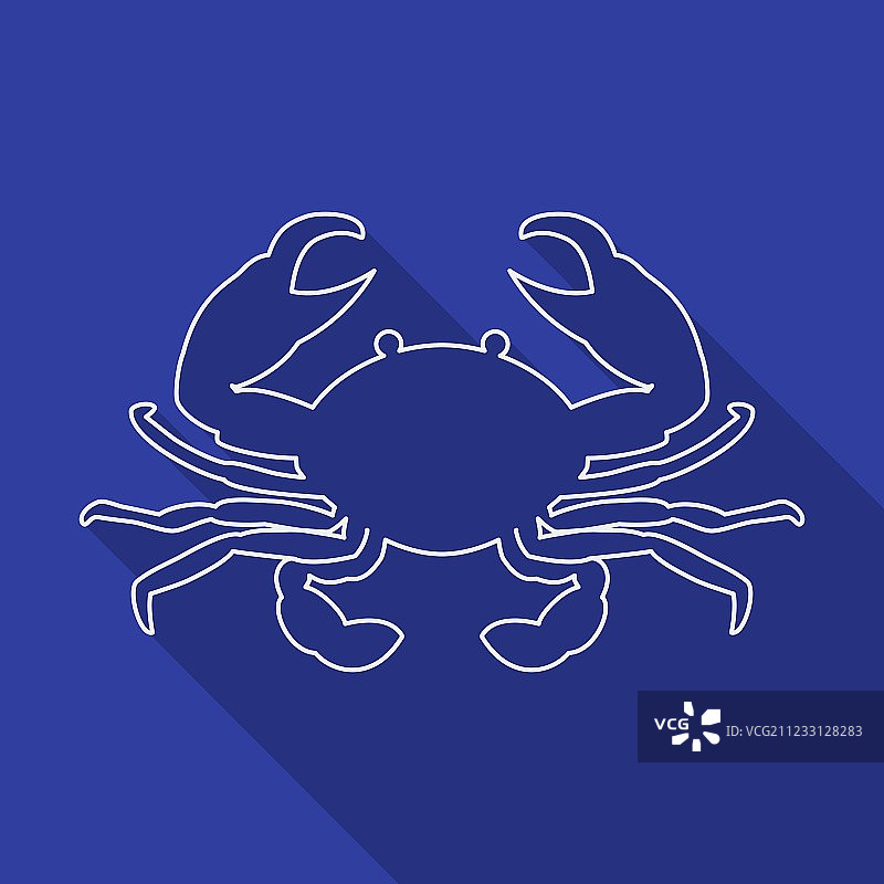螃蟹轮廓扁平风格长阴影图标图片素材