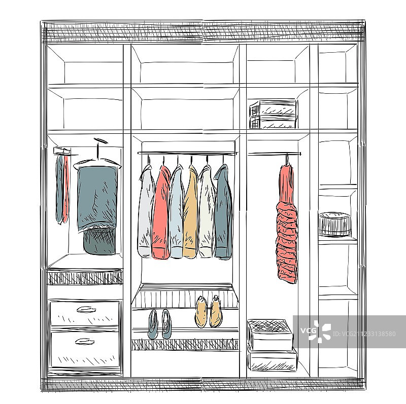 手绘衣柜草图图片素材