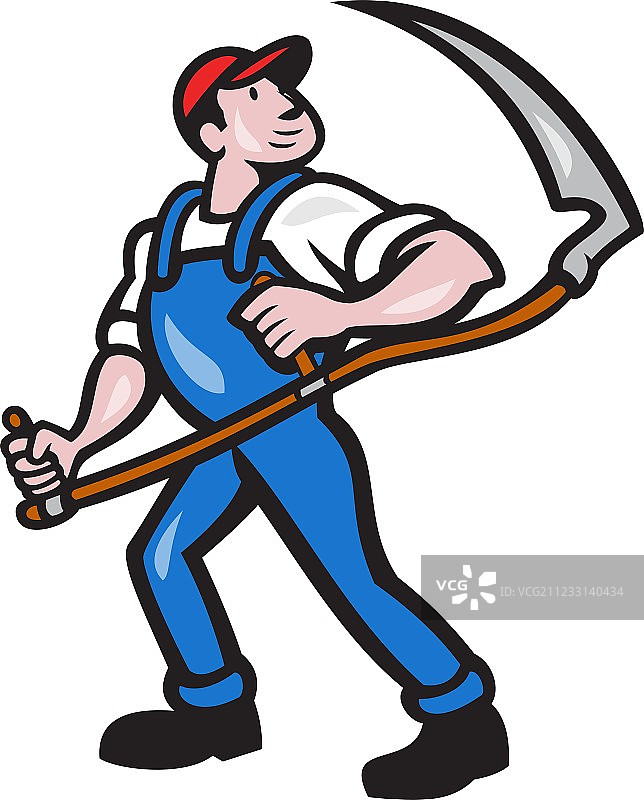 卡通农民拿着镰刀图片素材