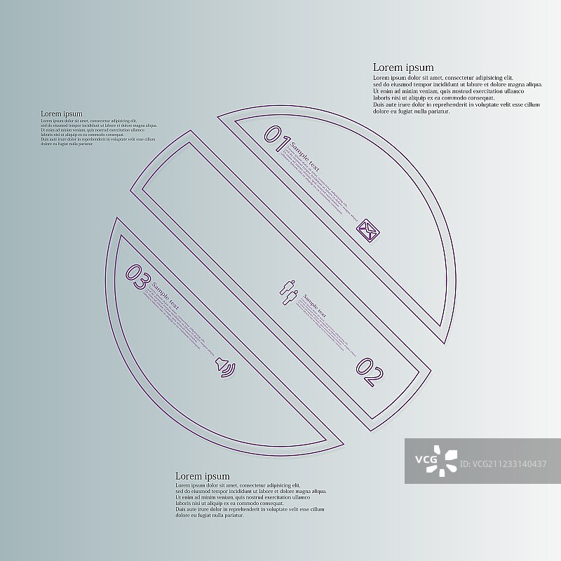 倾斜三等分圆形信息图模板图片素材