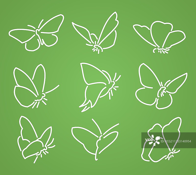 线条蝴蝶图案合集图片素材