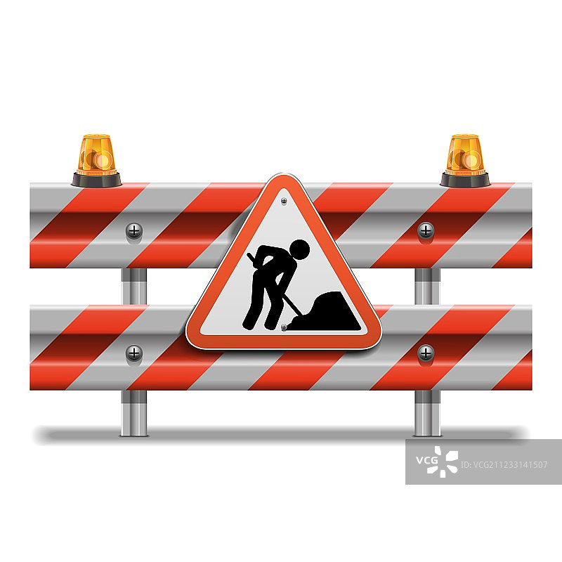 带标志和信标的屏障图片素材