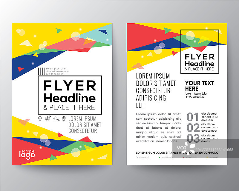 80年代风格三角形背景宣传单图片素材