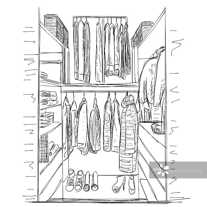手绘衣柜草图图片素材