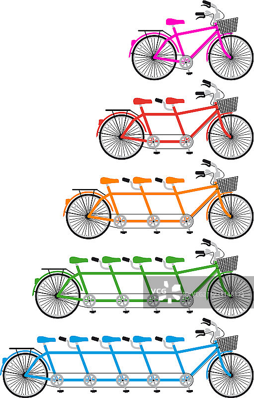 双人自行车队图片素材