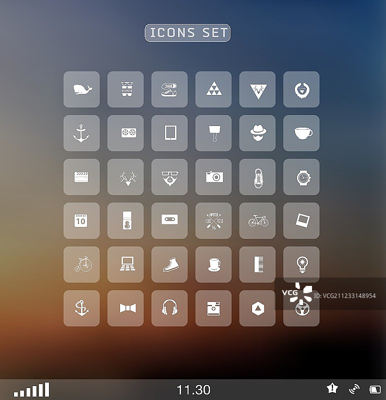 模糊背景上的Web平台图标图片素材