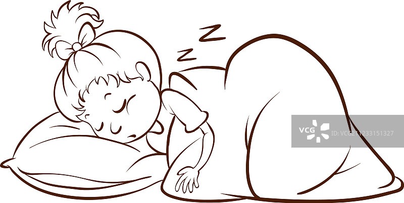 女孩睡觉的简单素描图片素材