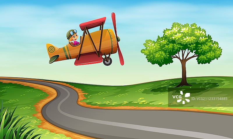 盘旋公路上的飞机图片素材