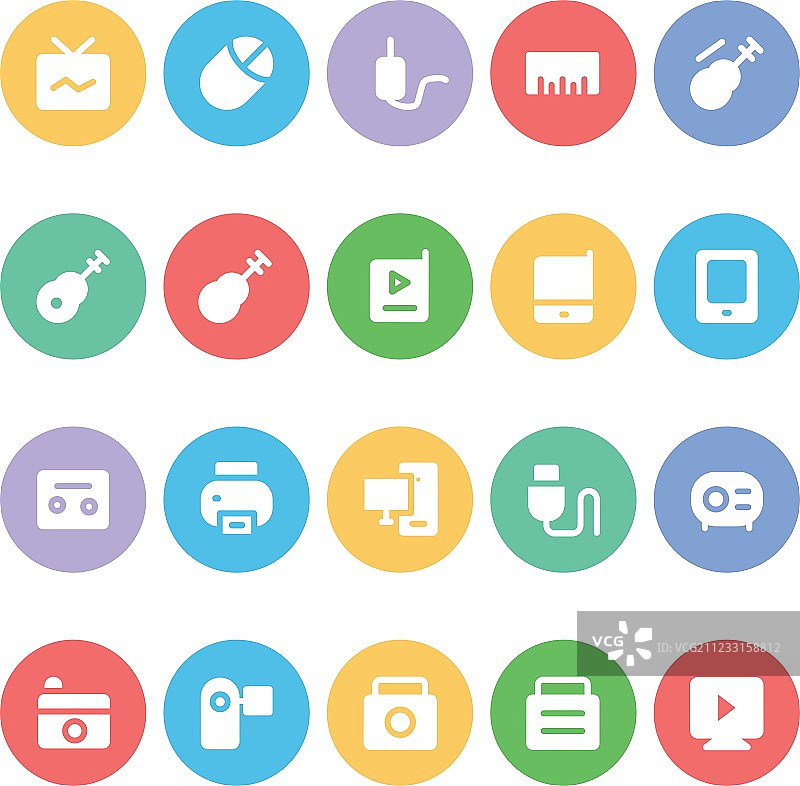 彩色多媒体图标 11图片素材