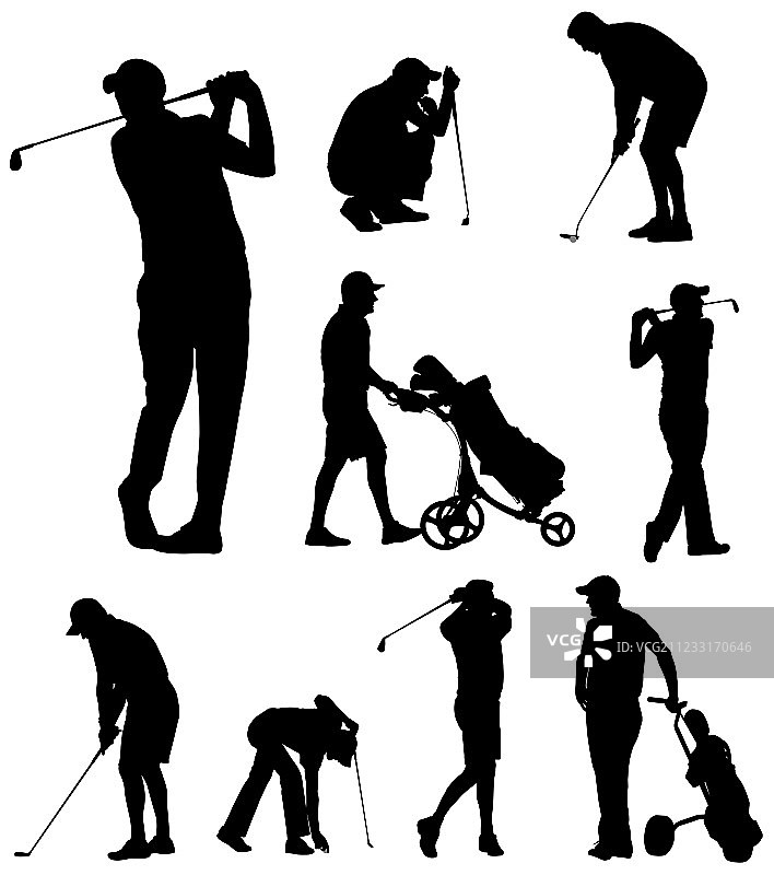 高尔夫球手剪影图片素材