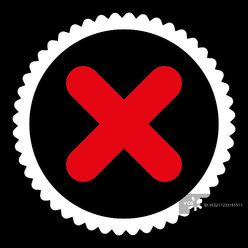 取消扁平红白双色圆形印章图标图片素材