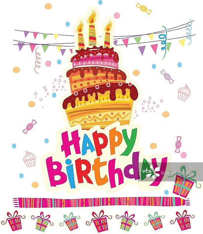 生日蛋糕祝福贺卡图片素材