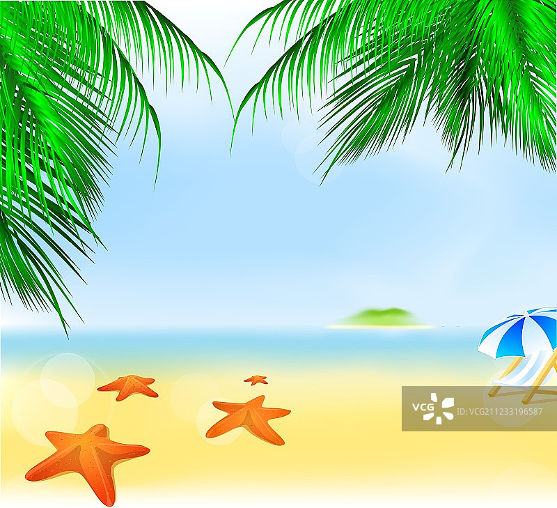 夏季棕榈海滩图片素材