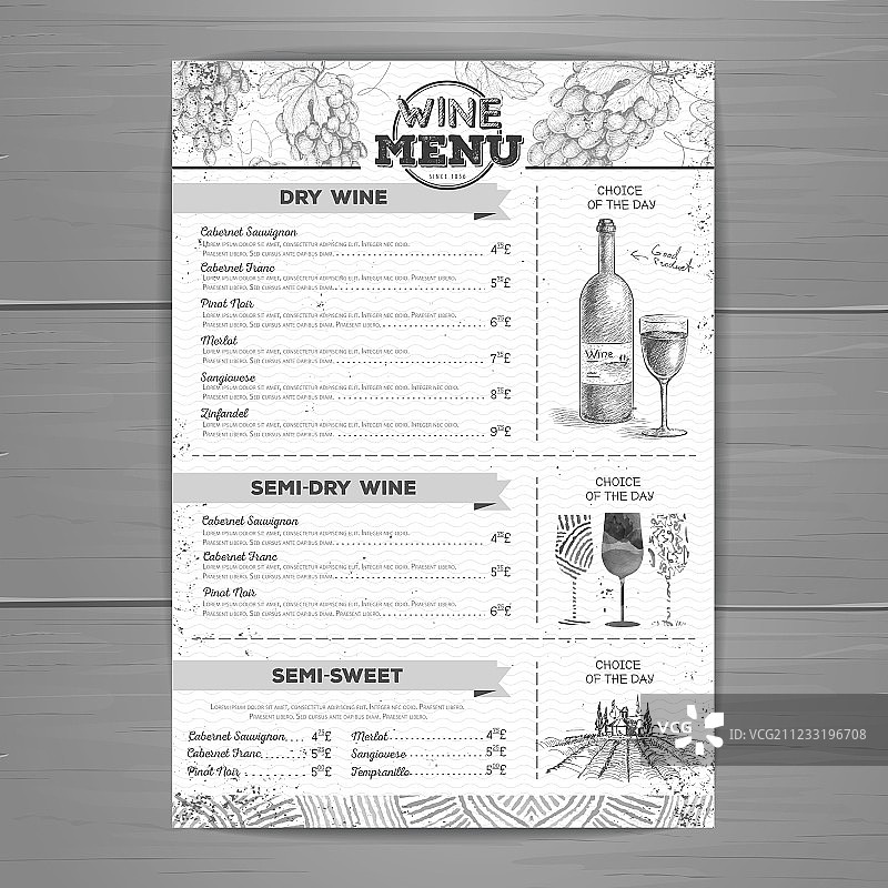 复古葡萄酒菜单设计图片素材