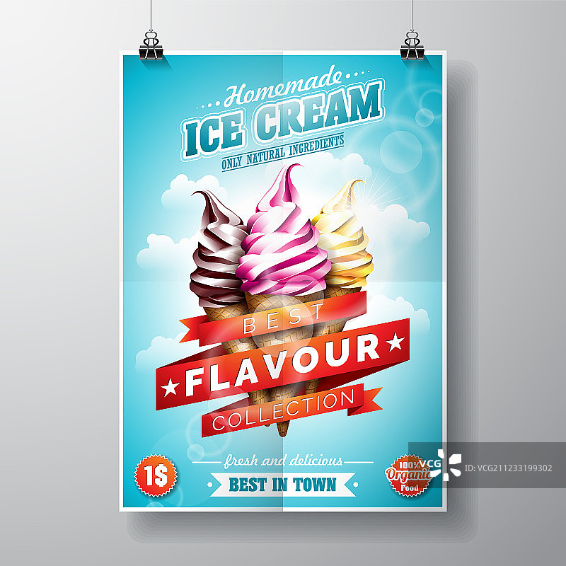 美味的冰淇淋宣传单设计图片素材