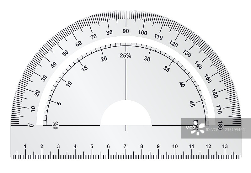 白色背景上的银色量角器图片素材
