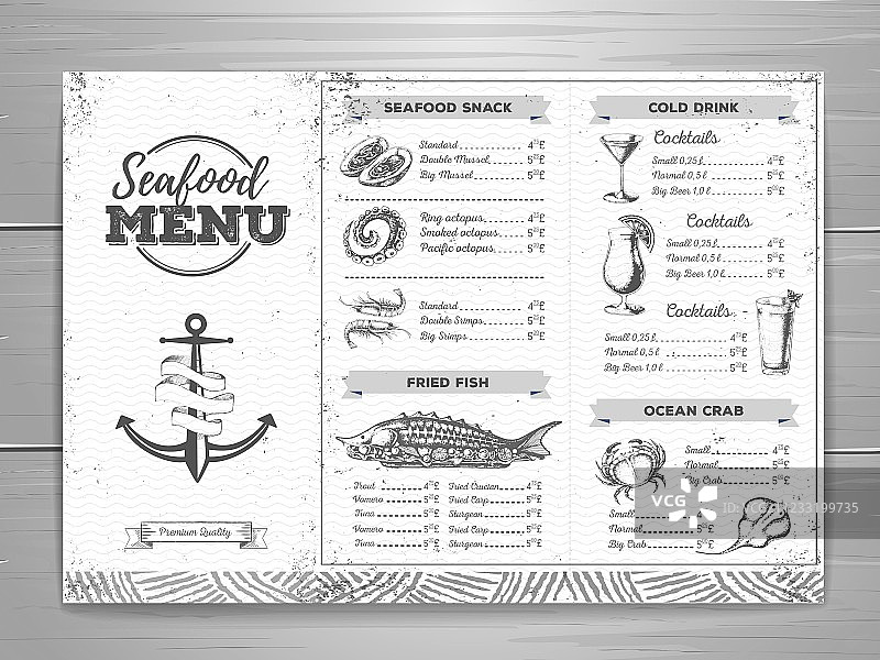 复古海鲜菜单设计图片素材