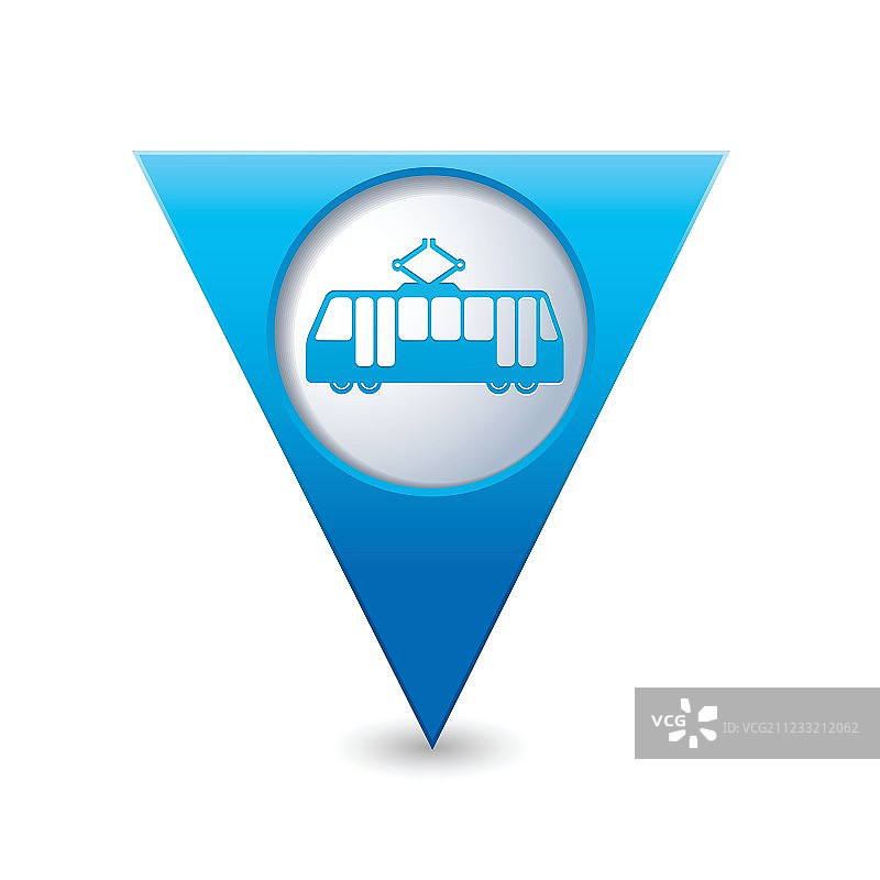 有轨电车地图指针蓝色图标图片素材