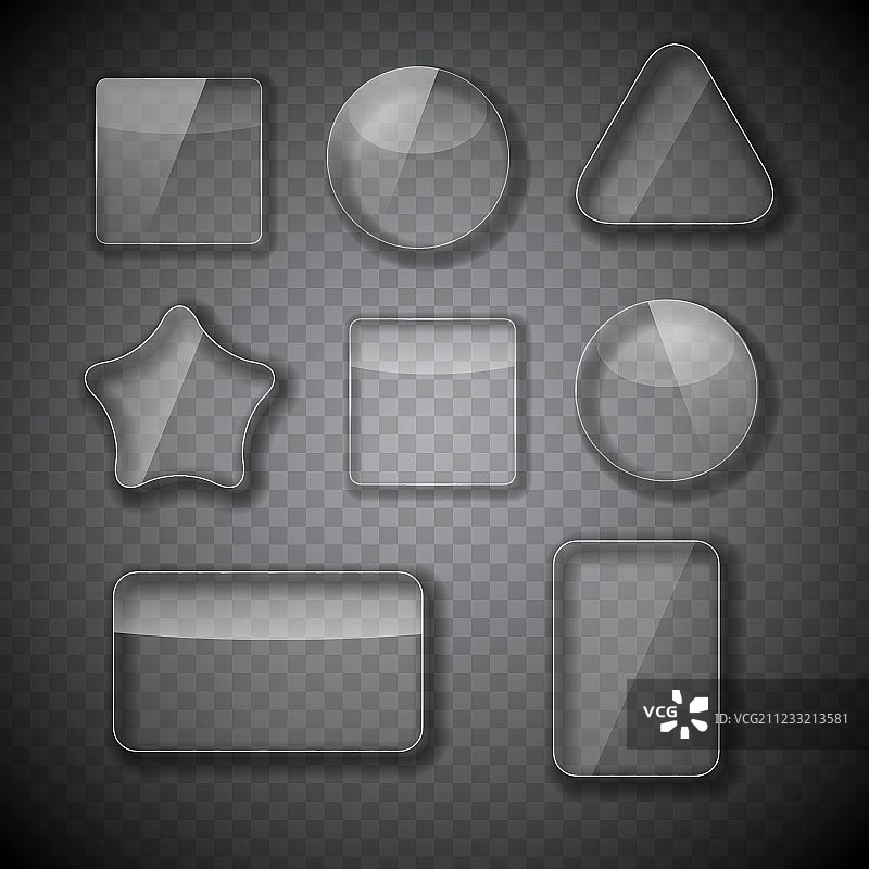 矩形星形和圆形按钮玻璃相框图片素材