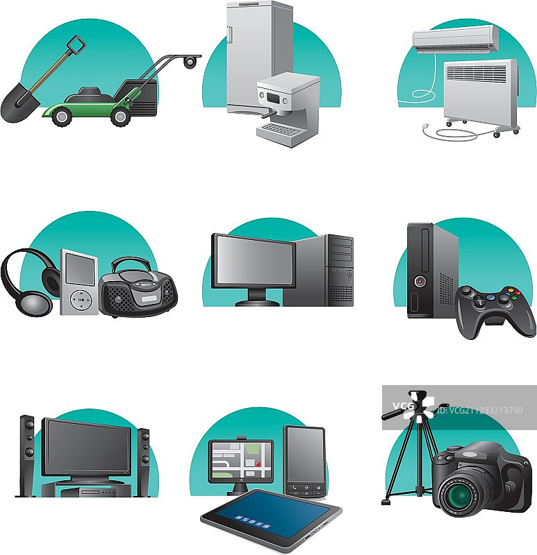 家用电器和电子产品图标合集图片素材