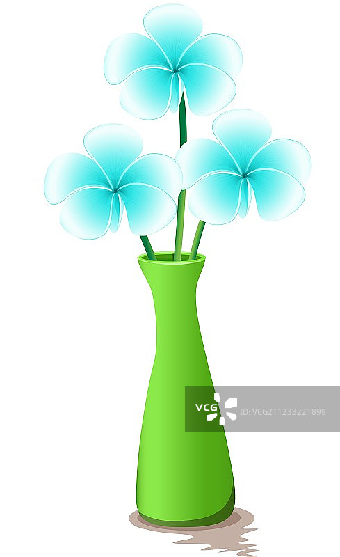 绿色花瓶与新鲜花朵图片素材