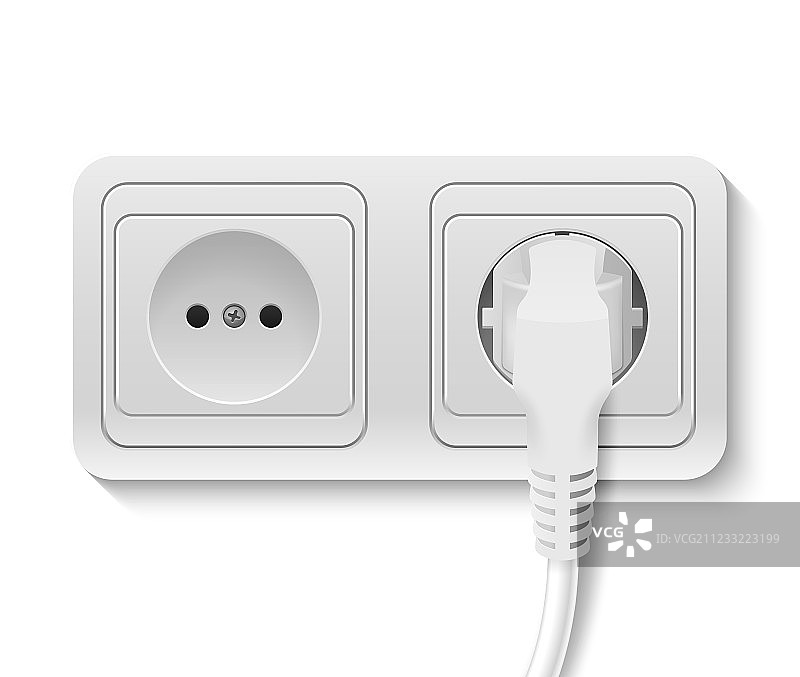 已插入电线的电源插座图片素材