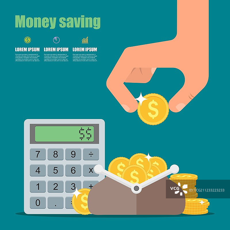 扁平风格的储蓄概念图片素材