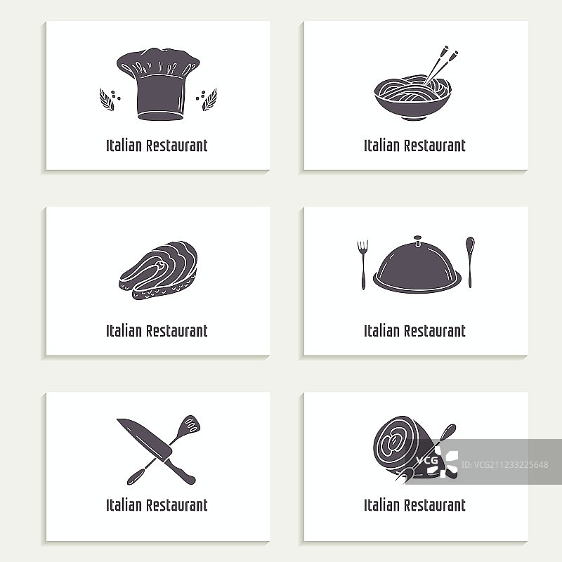 轮廓风格食物名片套装图片素材