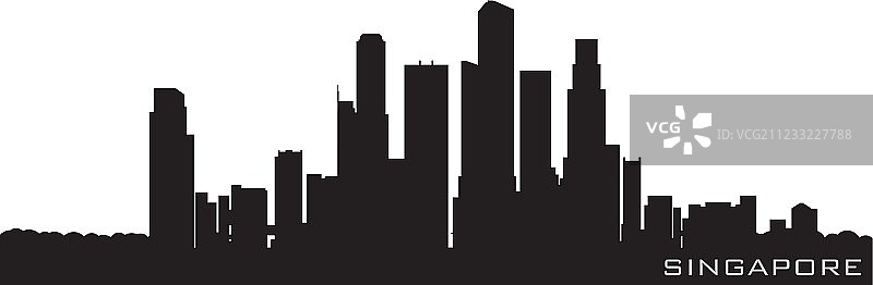 新加坡亚洲天际线矢量剪影图片素材