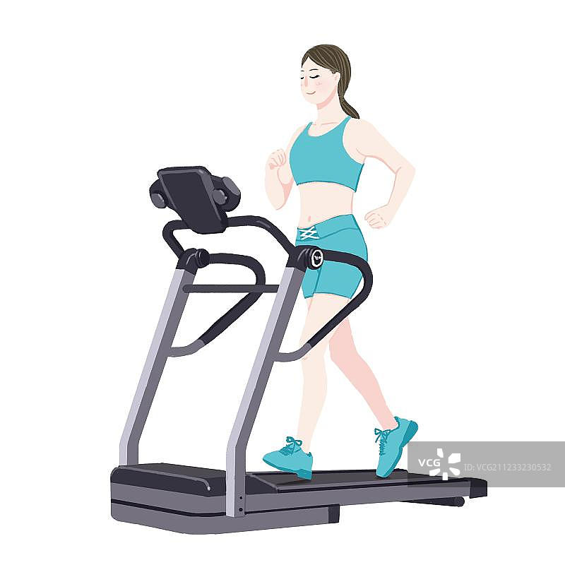 在跑步机上运动的女人图片素材
