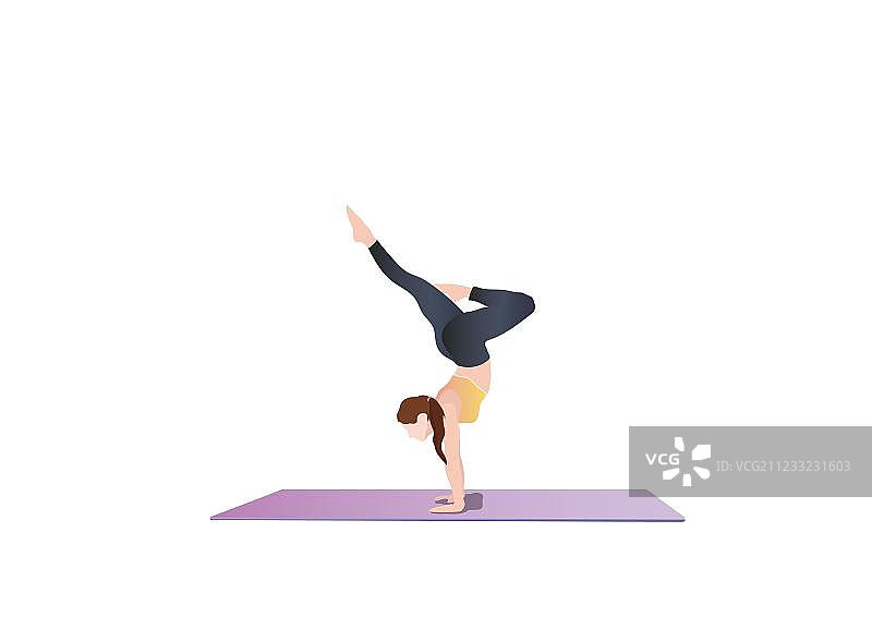 美丽的年轻少女在练瑜珈锻炼身体图片素材