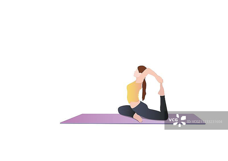 美丽的年轻少女在练瑜珈锻炼身体图片素材