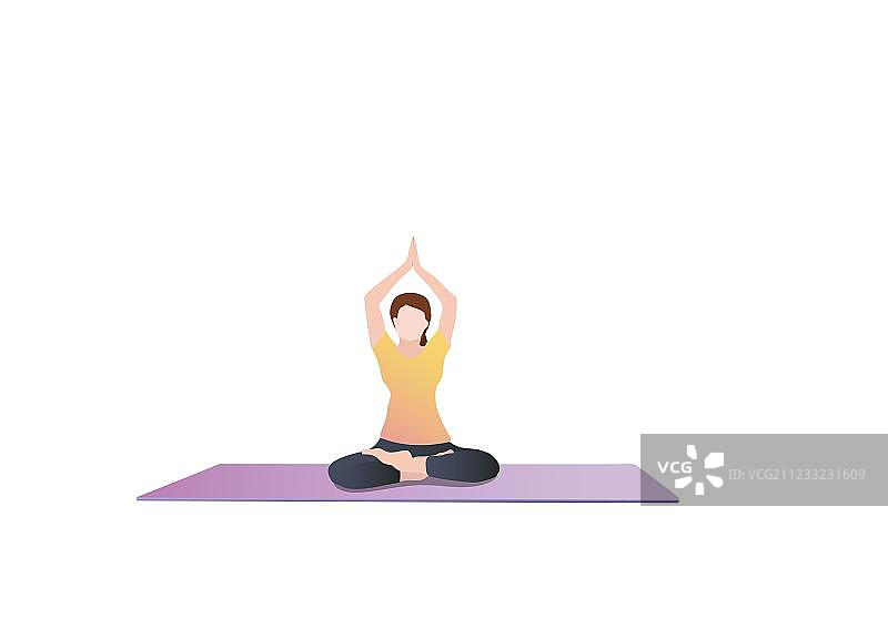 美丽的年轻少女在练瑜珈锻炼身体图片素材