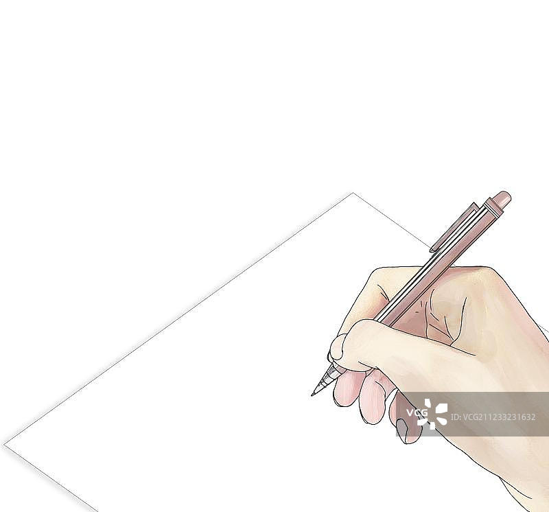 正在白纸上写字的手图片素材
