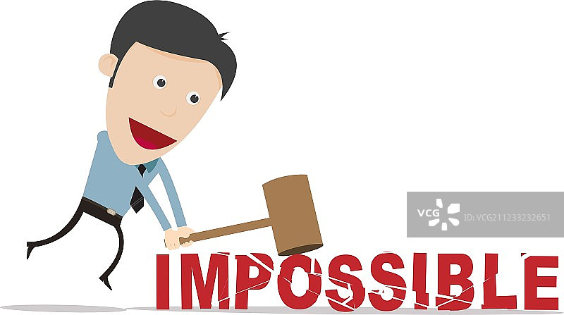 卡通商人用锤子砸碎障碍图片素材