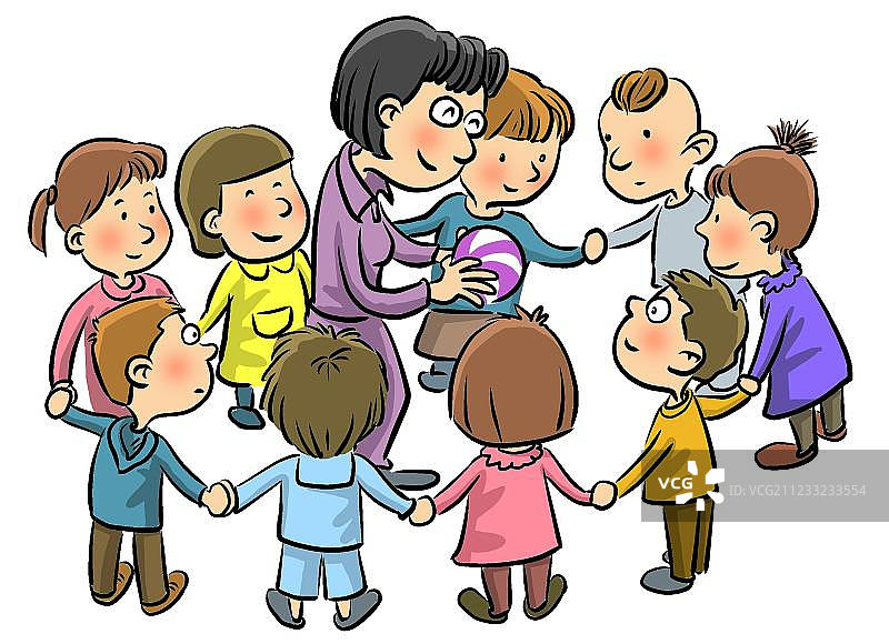 幼儿园的老师和孩子们图片素材